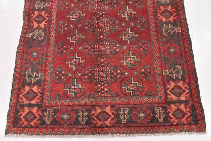 Detail image of 3' 6 x 10' 5 Hand Knotted Hamedan Persian Wool Runner Rug