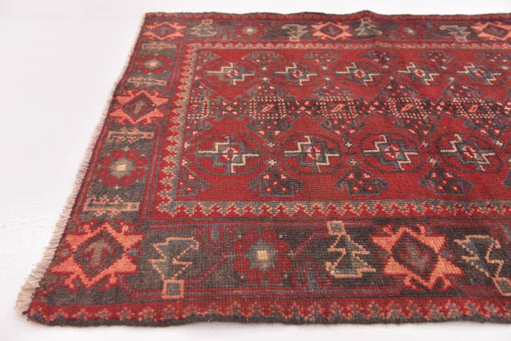 Detail image of 3' 6 x 10' 5 Hand Knotted Hamedan Persian Wool Runner Rug