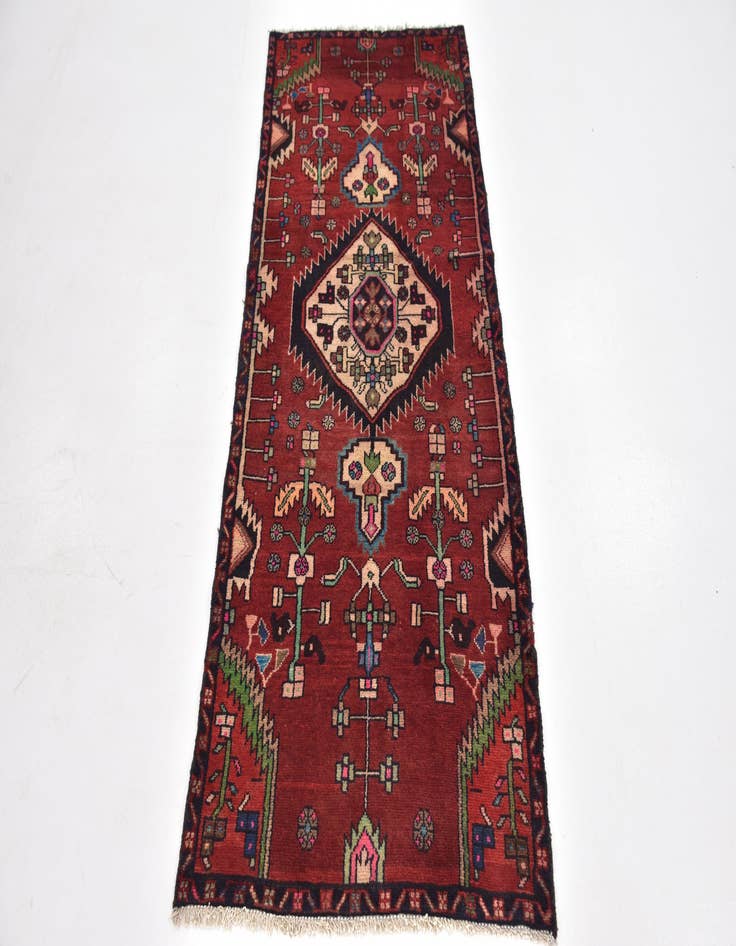 Detail image of 2' 8 x 6' 6 Hand Knotted Hamedan Persian Wool Runner Rug