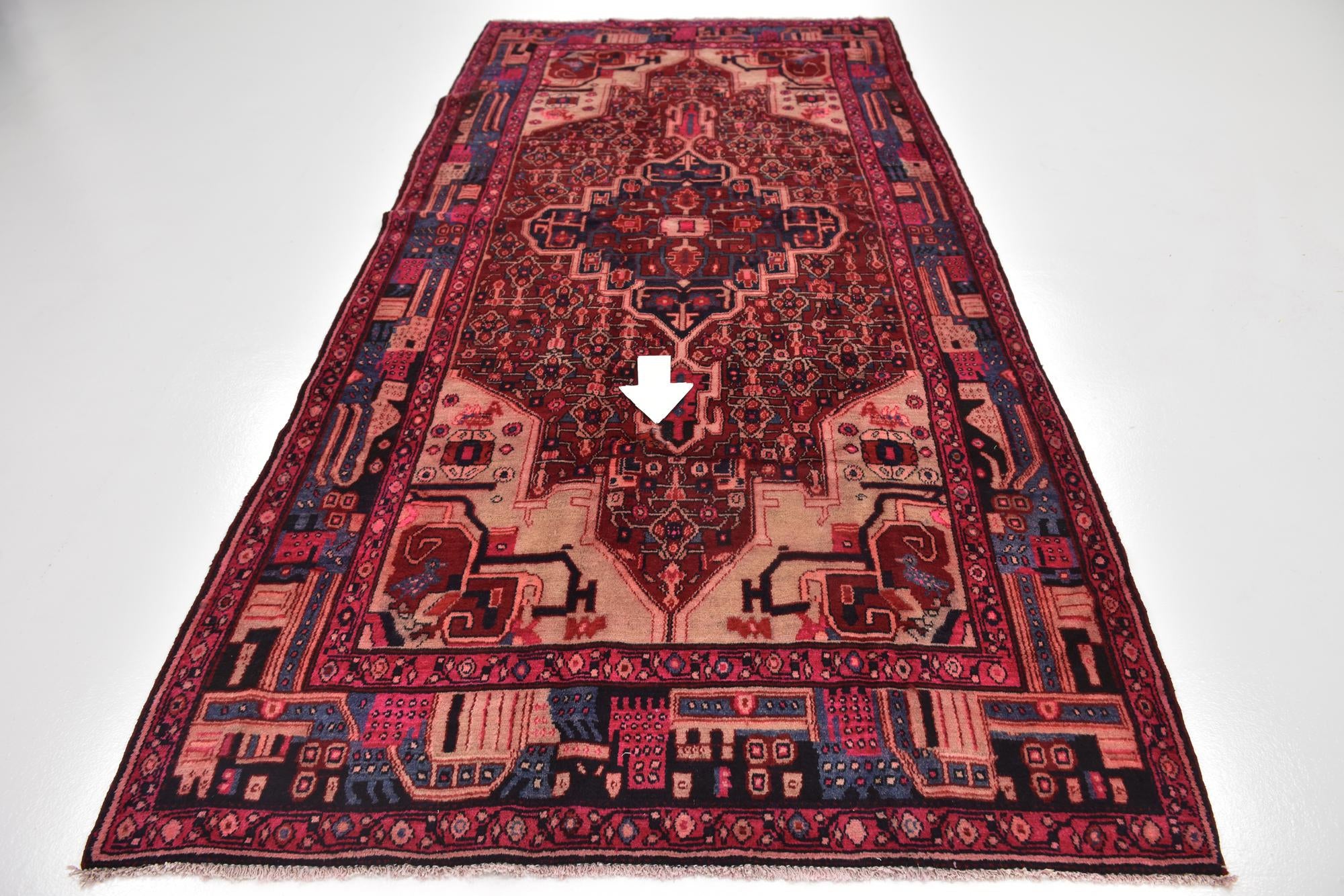160cm x 345cm anudado a mano Hamedan Alfombra Persa Lana Pasillera