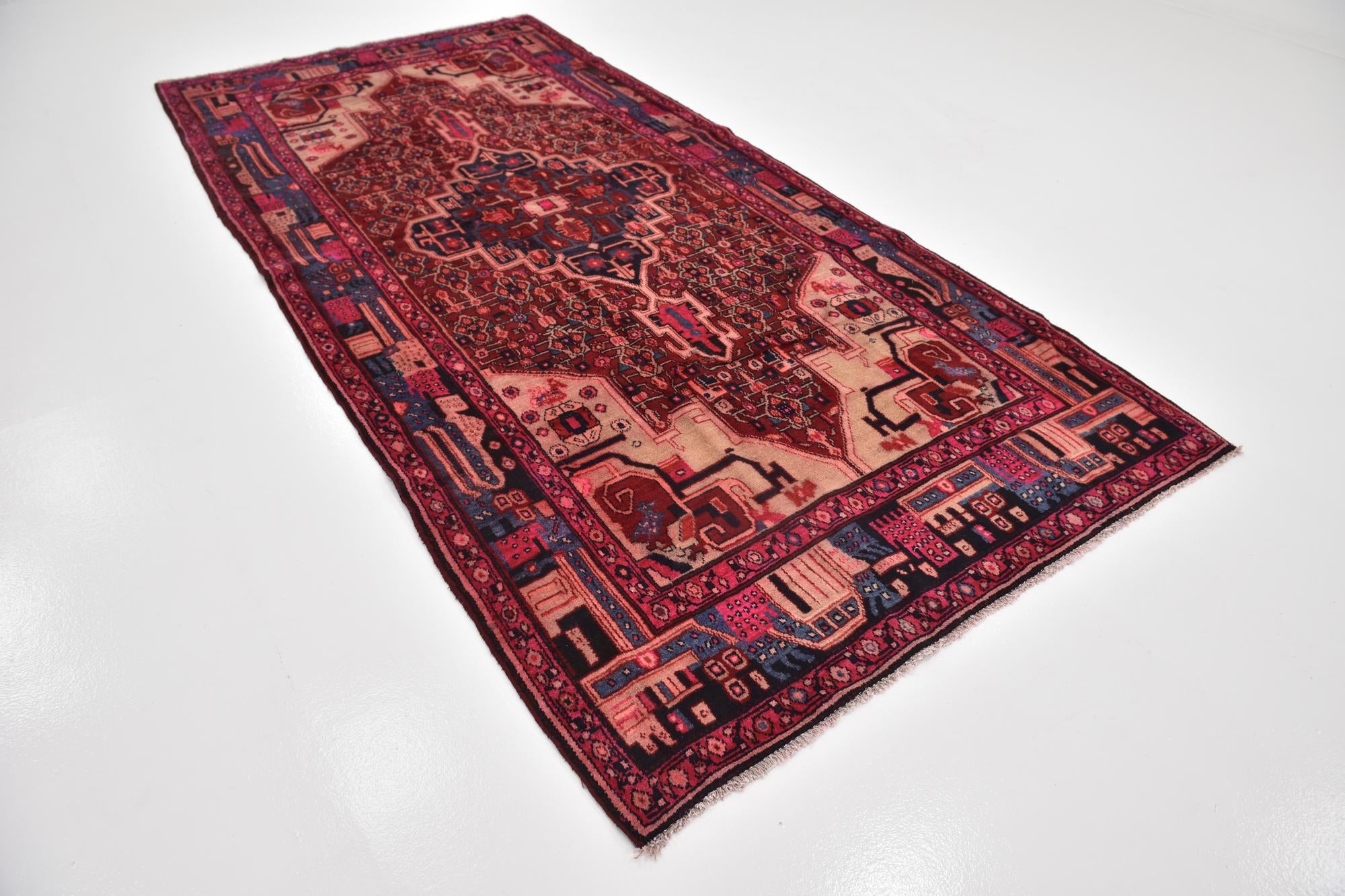 160cm x 345cm anudado a mano Hamedan Alfombra Persa Lana Pasillera