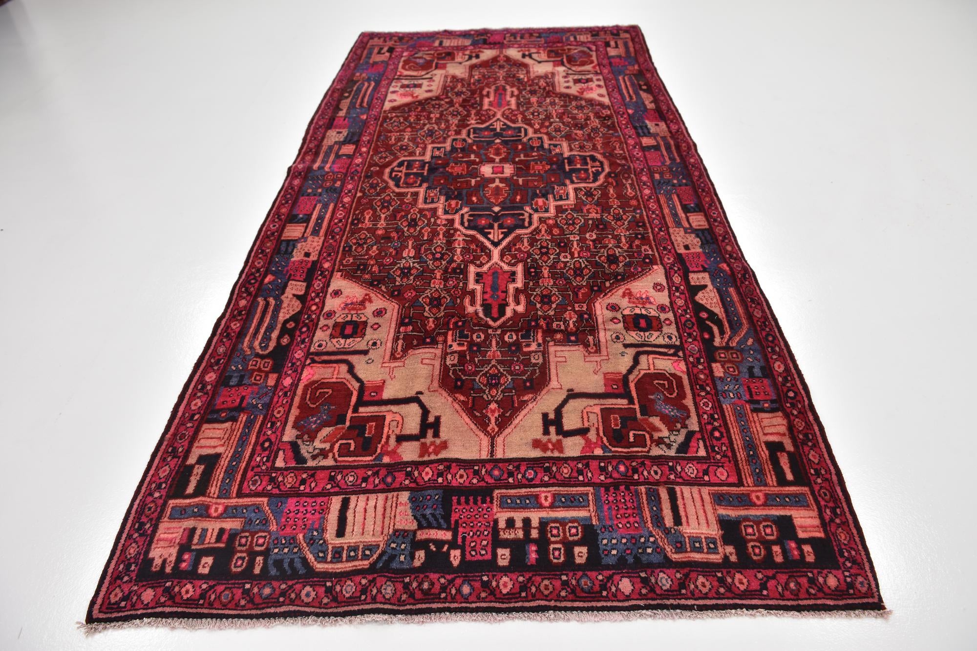 160cm x 345cm anudado a mano Hamedan Alfombra Persa Lana Pasillera