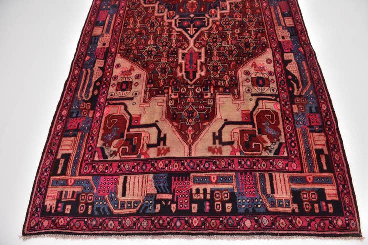 Detail image of 160cm x 345cm anudado a mano Hamedan Alfombra Persa Lana Pasillera