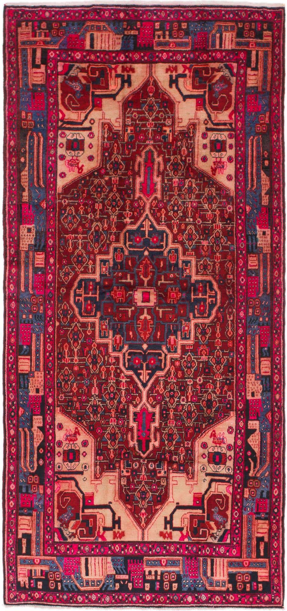 5' 3 x 11' 4 Hand Knotted Hamedan Persian Wool Runner Rug
