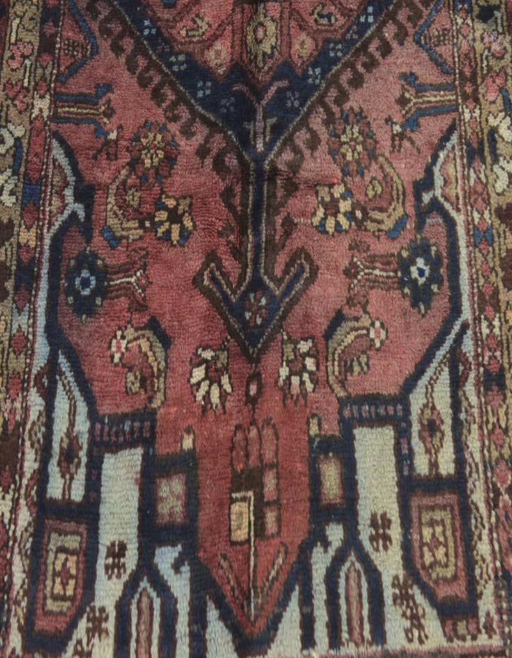 Detail image of 3' 4 x 9' Hand Knotted Hamedan Persian Wool Runner Rug