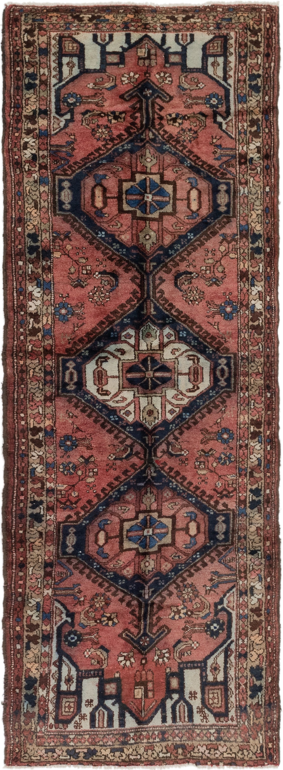 3' 4 x 9' Hand Knotted Hamedan Persian Wool Runner Rug