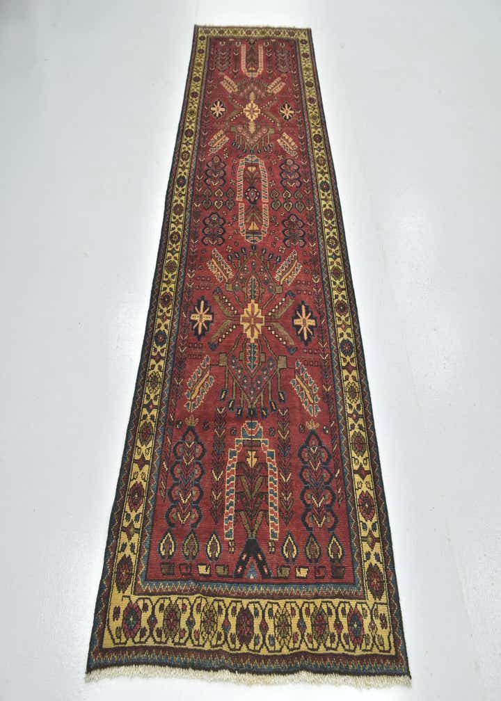 3' 5 x 10' Hand Knotted Hamedan Persian Wool Runner Rug