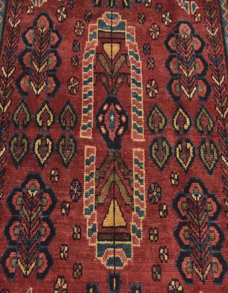 Detail image of 3' 5 x 10' Hand Knotted Hamedan Persian Wool Runner Rug