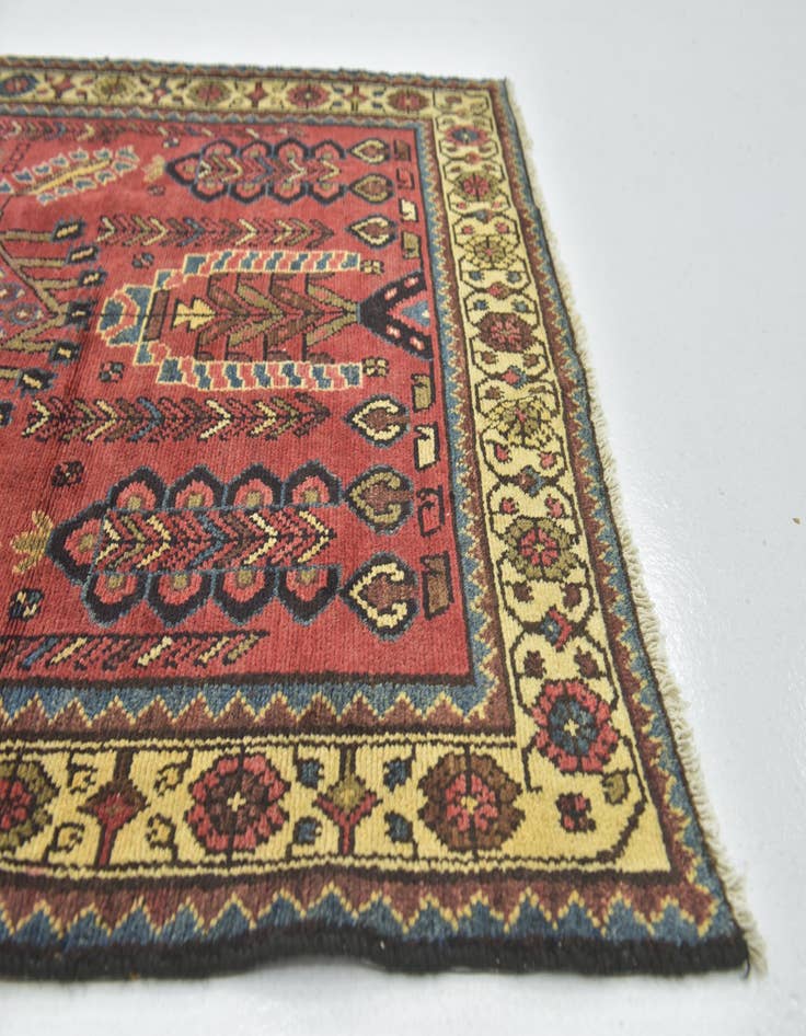 Detail image of 3' 5 x 10' Hand Knotted Hamedan Persian Wool Runner Rug