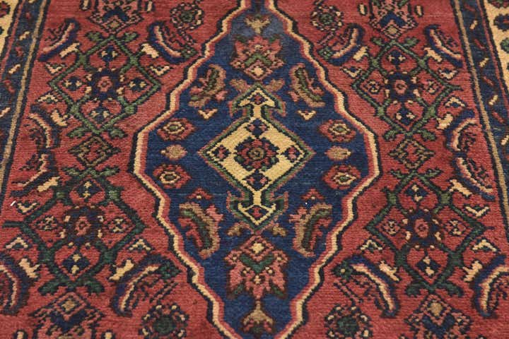 3' 6 x 10' 3 Hand Knotted Hamedan Persian Wool Runner Rug