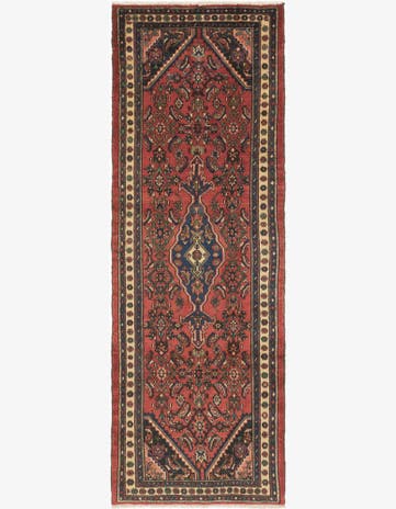 3' 6 x 10' 3 Hand Knotted Hamedan Persian Wool Runner Rug