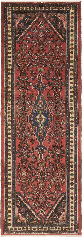 3' 6 x 10' 3 Hand Knotted Hamedan Persian Wool Runner Rug