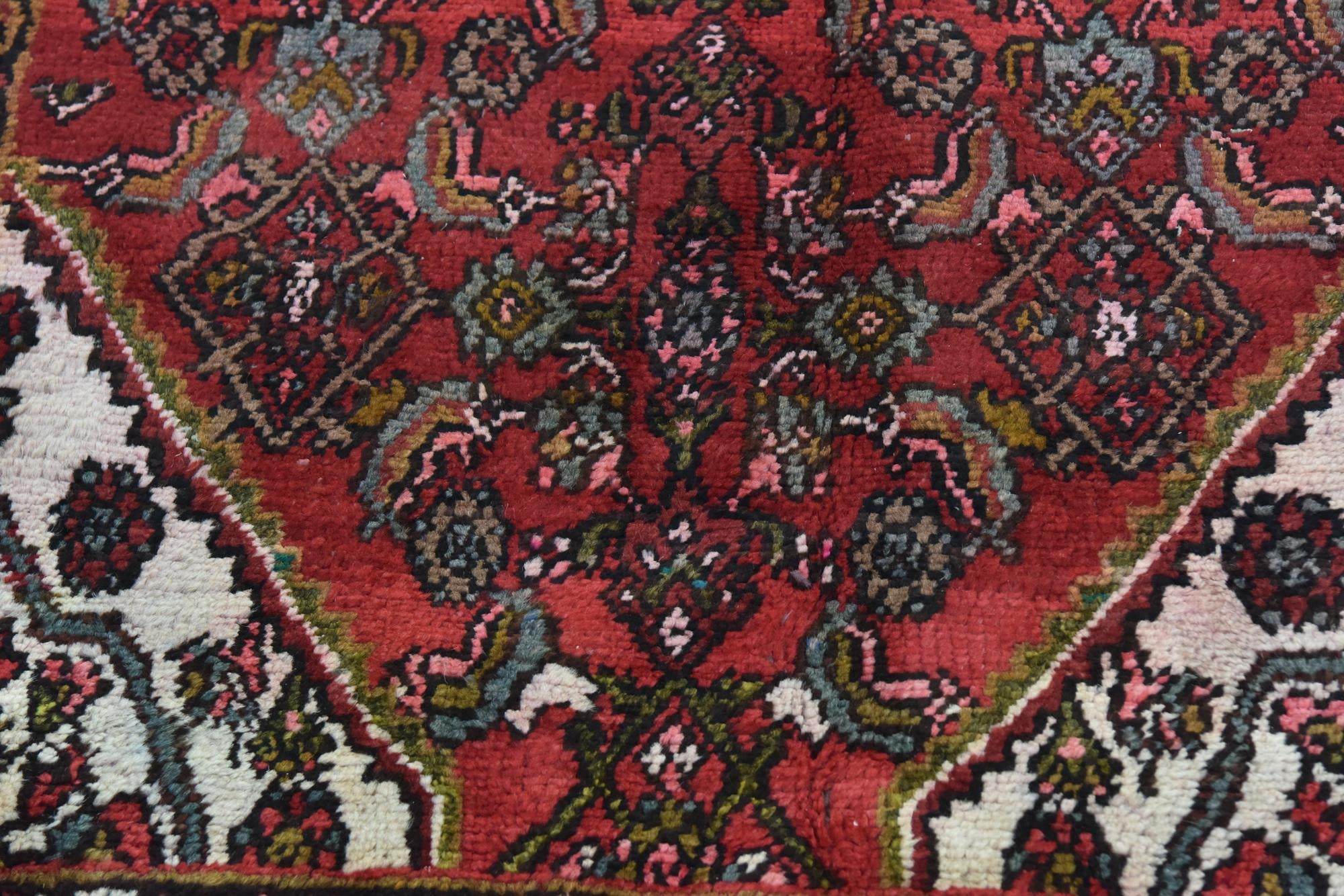 105cm x 295cm Hand Knotted Hamedan Persian Wool Runner Rug