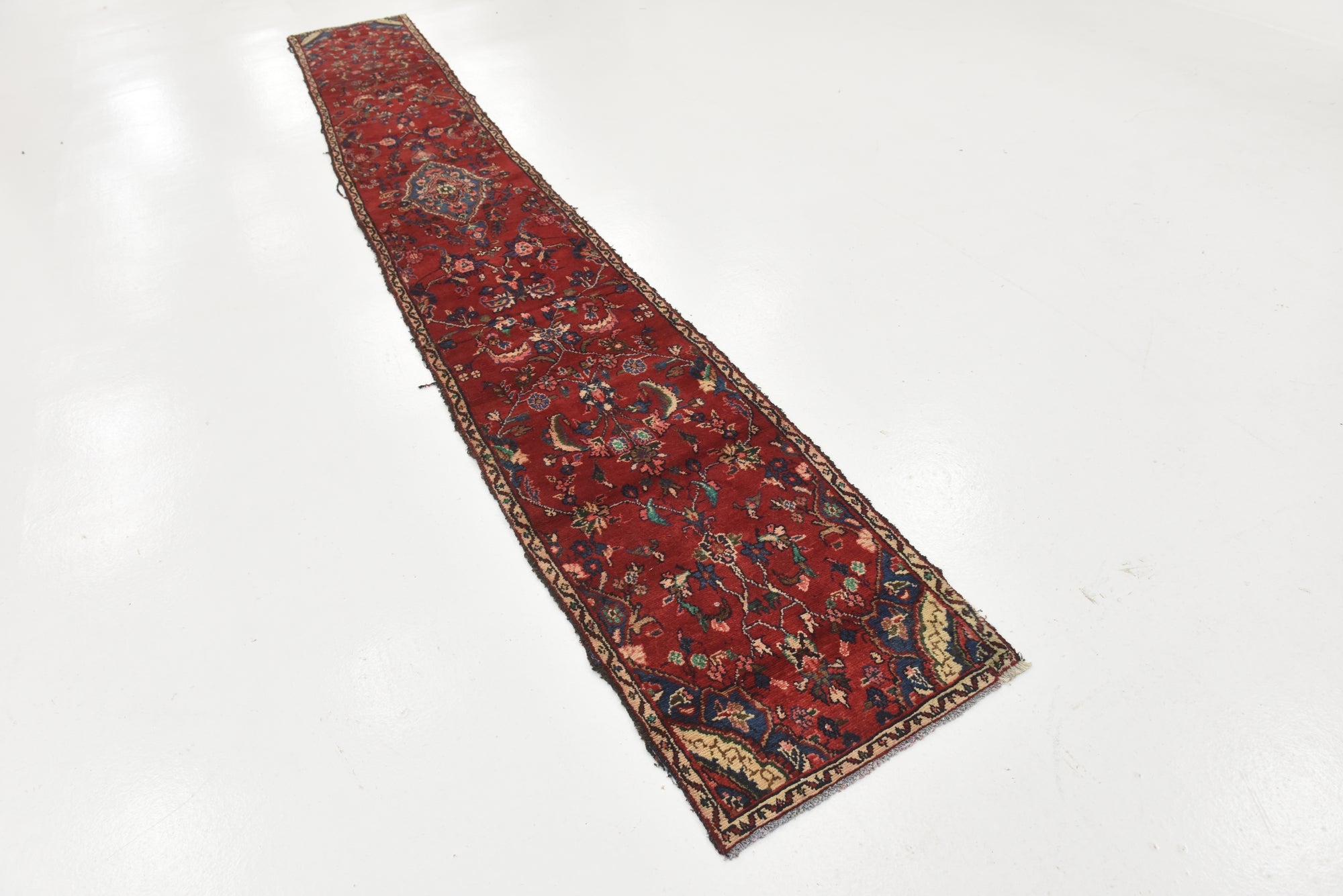 2' 2 x 16' Hand Knotted Hamedan Persian Wool Runner Rug
