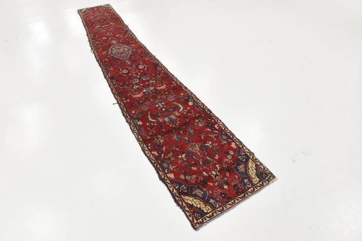 Detail image of 2' 2 x 16' Hand Knotted Hamedan Persian Wool Runner Rug