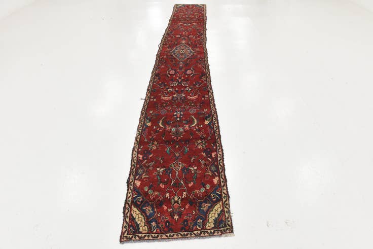 Detail image of 2' 2 x 16' Hand Knotted Hamedan Persian Wool Runner Rug