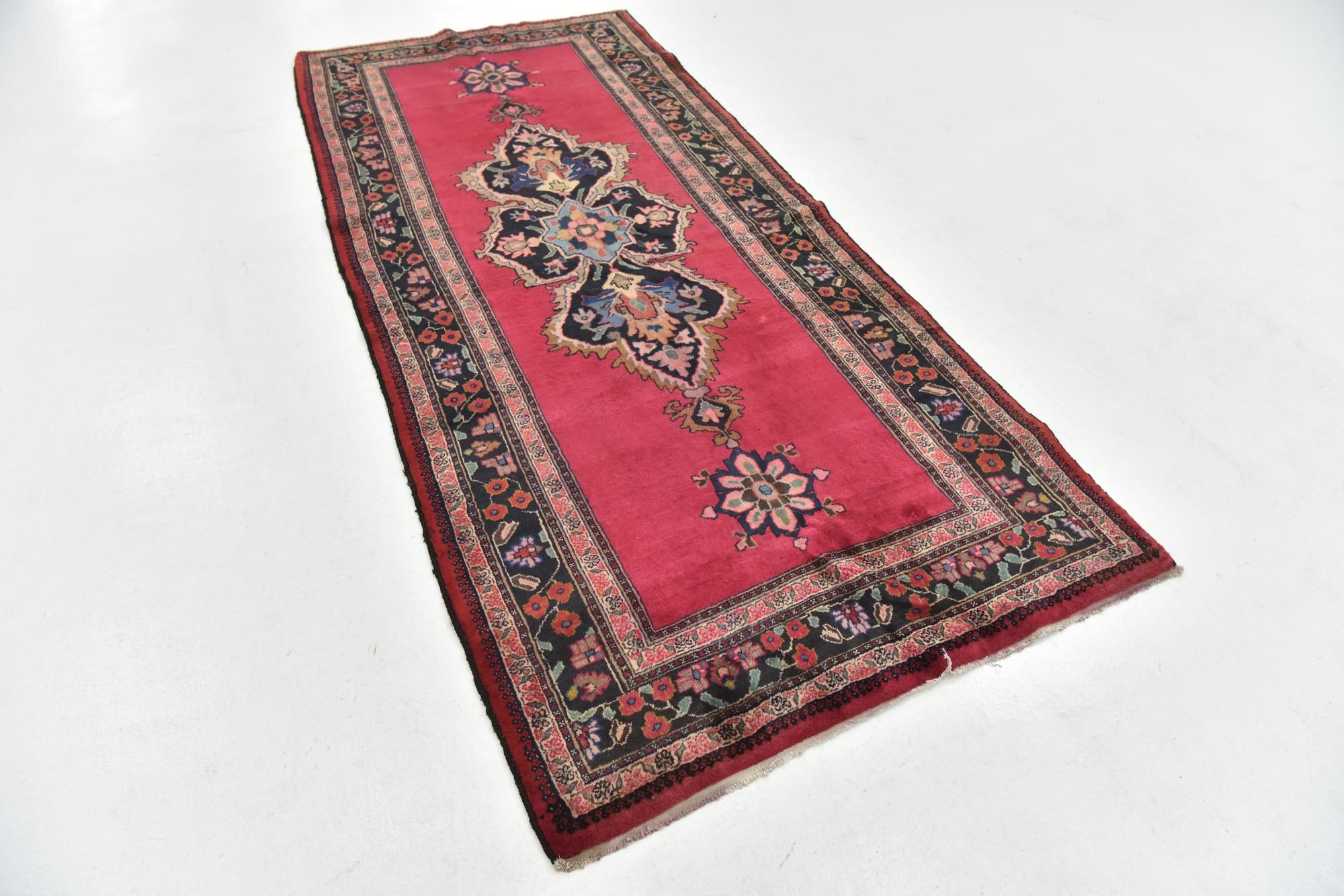 4' x 9' 2 Hand Knotted Hamedan Persian Wool Runner Rug