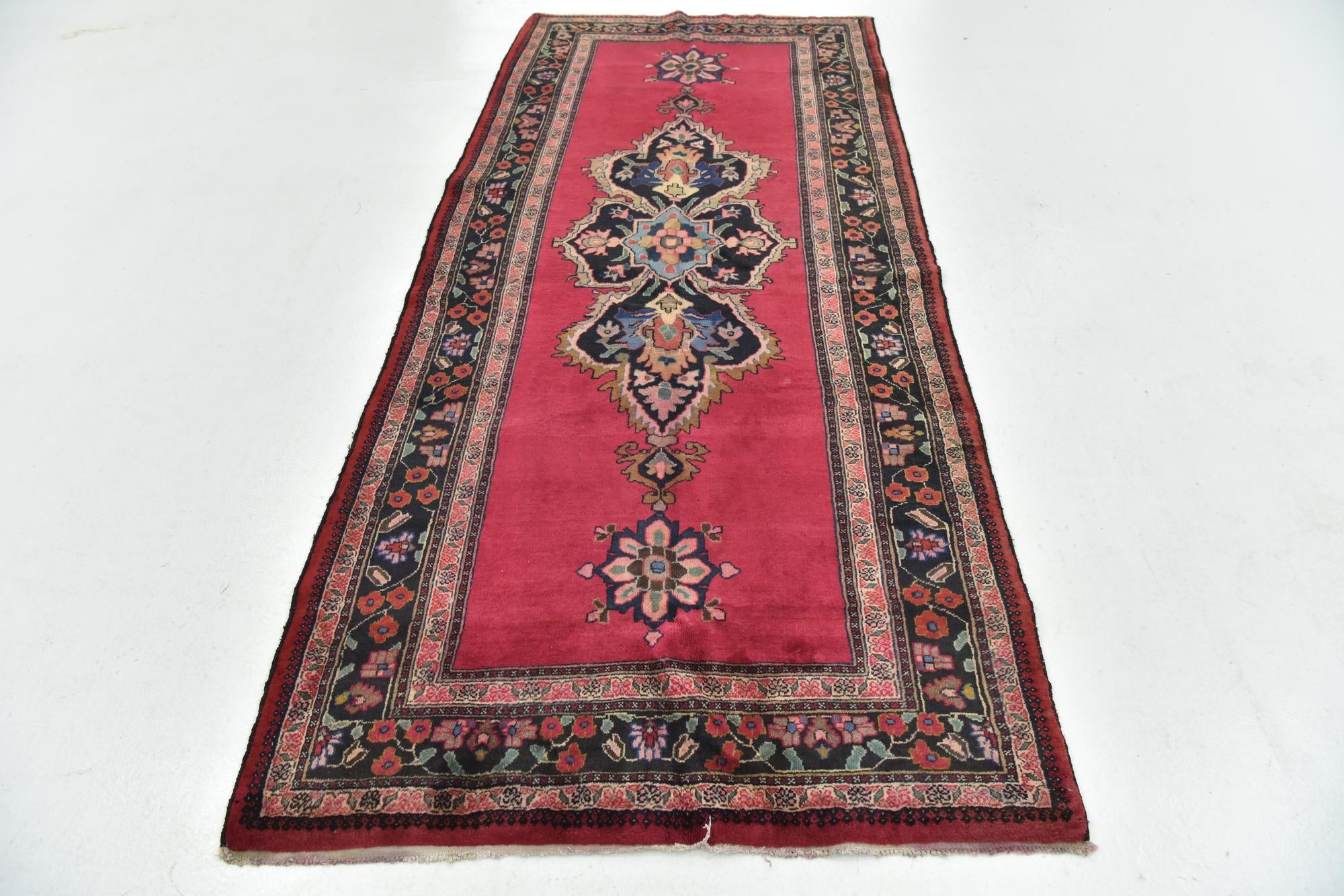 4' x 9' 2 Hand Knotted Hamedan Persian Wool Runner Rug