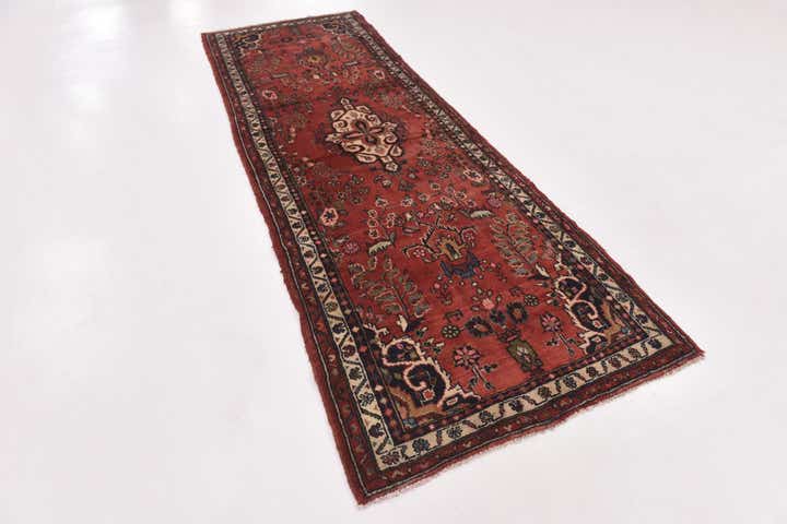 3' 6 x 10' 2 Hand Knotted Hamedan Persian Wool Runner Rug