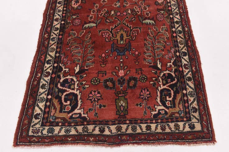 Detail image of 3' 6 x 10' 2 Hand Knotted Hamedan Persian Wool Runner Rug