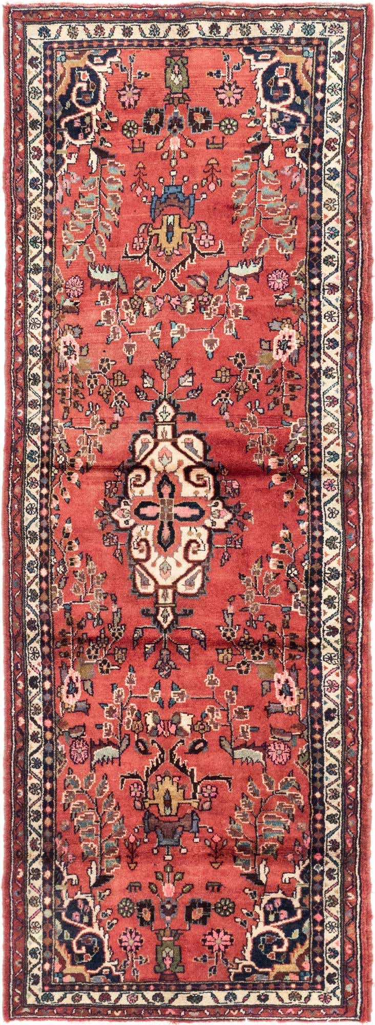 3' 6 x 10' 2 Hand Knotted Hamedan Persian Wool Runner Rug
