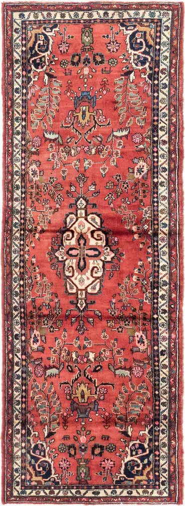3' 6 x 10' 2 Hand Knotted Hamedan Persian Wool Runner Rug