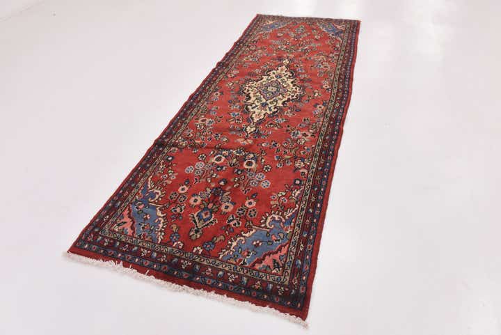 3' 7 x 10' Hand Knotted Hamedan Persian Wool Runner Rug