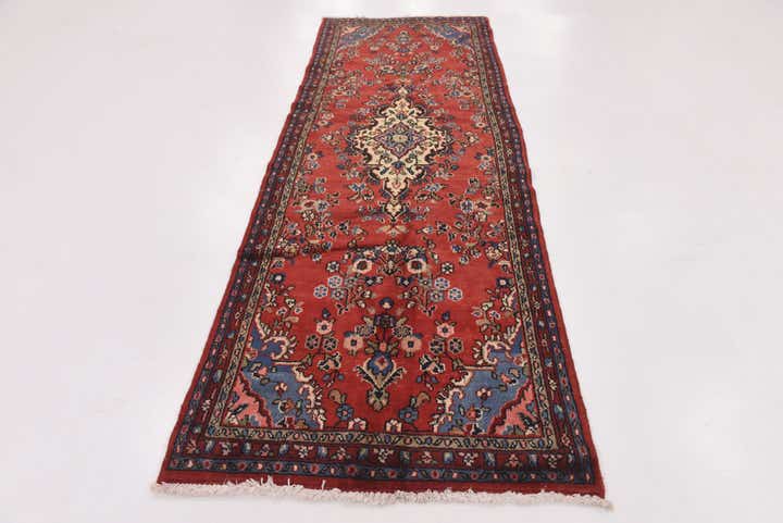 3' 7 x 10' Hand Knotted Hamedan Persian Wool Runner Rug