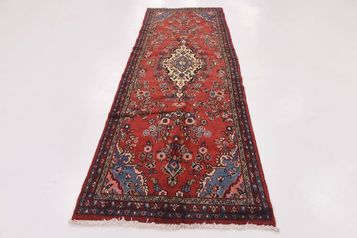 Detail image of 3' 7 x 10' Hand Knotted Hamedan Persian Wool Runner Rug