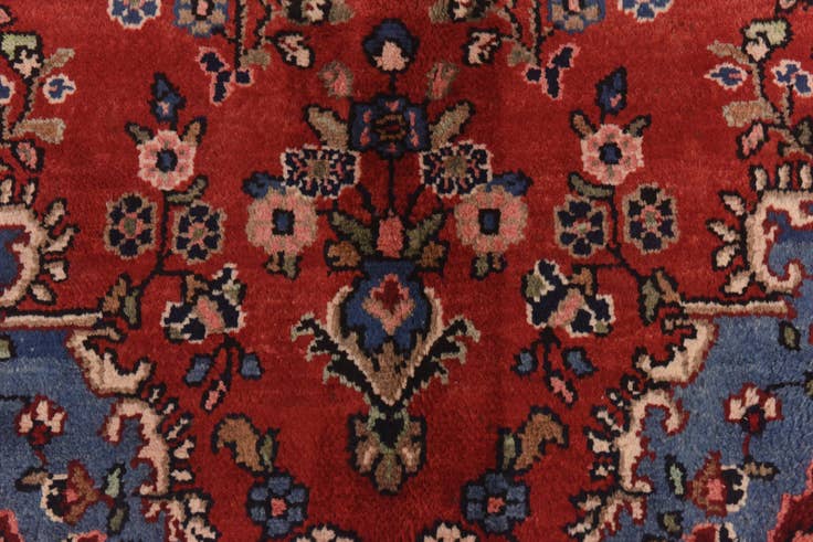 Detail image of 3' 7 x 10' Hand Knotted Hamedan Persian Wool Runner Rug
