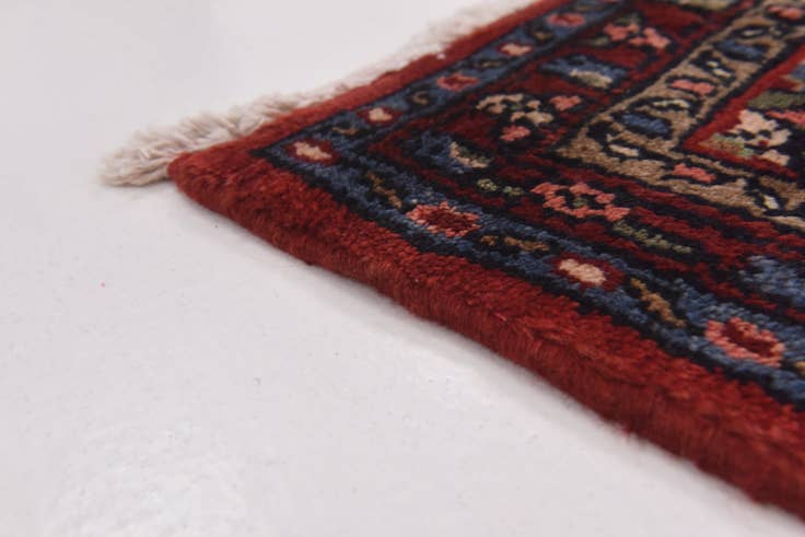 Detail image of 3' 7 x 10' Hand Knotted Hamedan Persian Wool Runner Rug