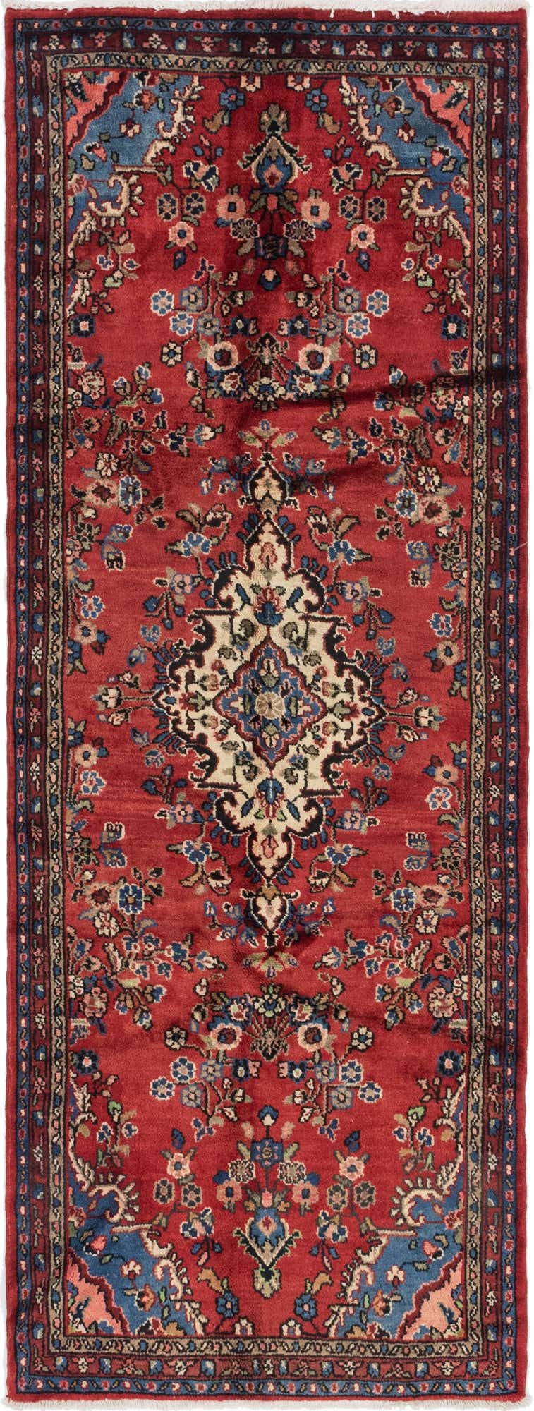 3' 7 x 10' Hand Knotted Hamedan Persian Wool Runner Rug