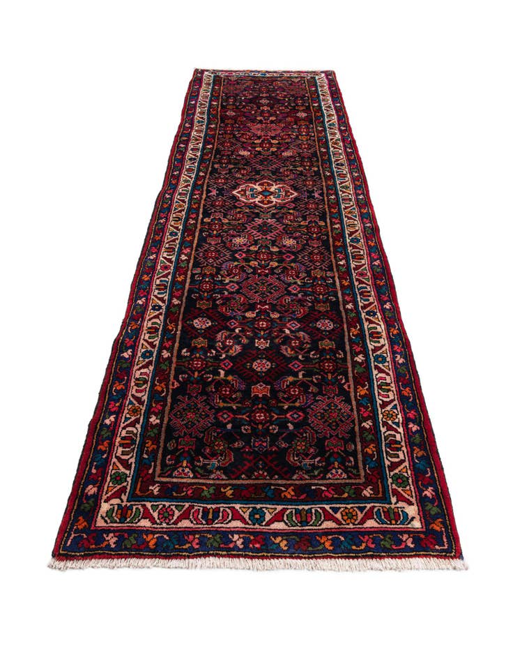 Detail image of 3' 5 x 13' Hand Knotted Hamedan Persian Wool Runner Rug