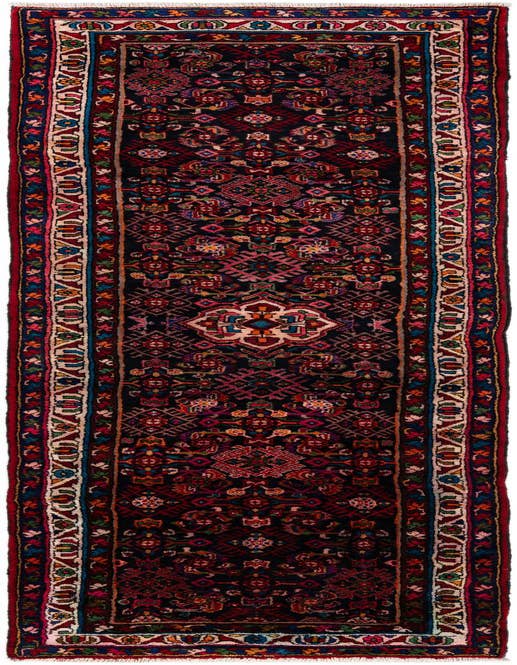 Detail image of 3' 5 x 13' Hand Knotted Hamedan Persian Wool Runner Rug