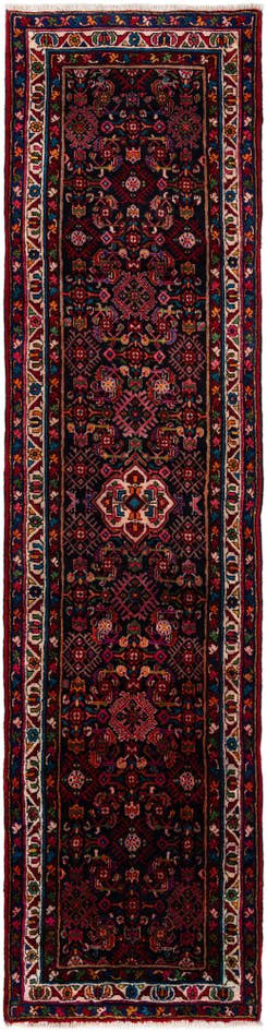 Detail image of 3' 5 x 13' Hand Knotted Hamedan Persian Wool Runner Rug