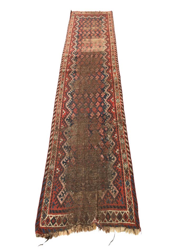 Detail image of 3' x 9' 4 Hand Knotted Hamedan Persian Wool Runner Rug