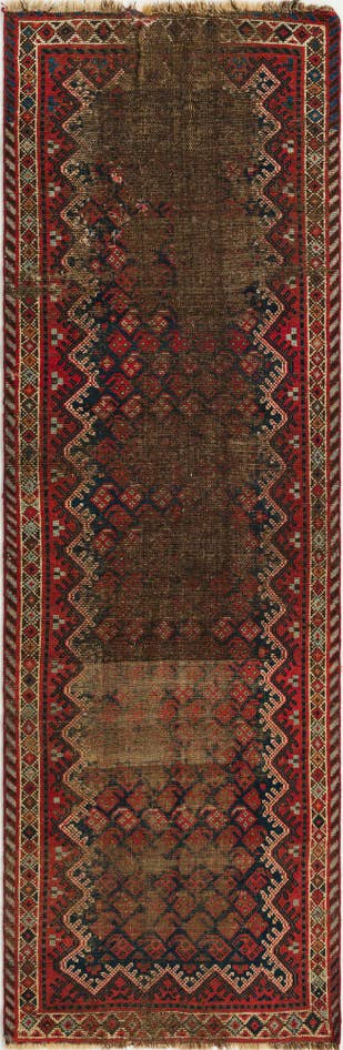Detail image of 3' x 9' 4 Hand Knotted Hamedan Persian Wool Runner Rug