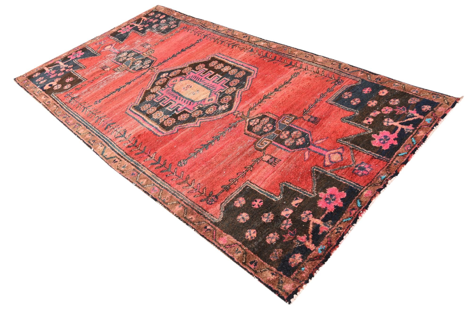 125cm x 265cm Hand Knotted Hamedan Persian Wool Runner Rug