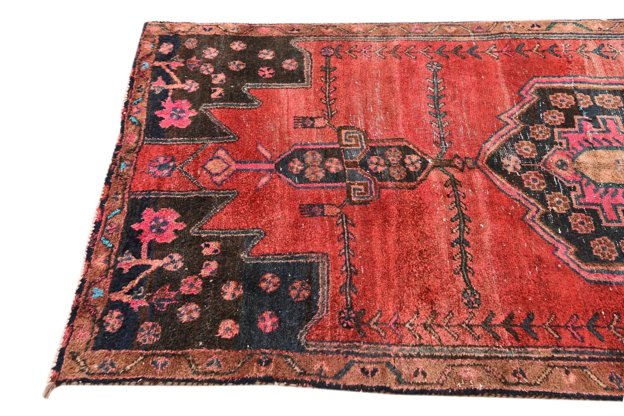 125cm x 265cm Hand Knotted Hamedan Persian Wool Runner Rug