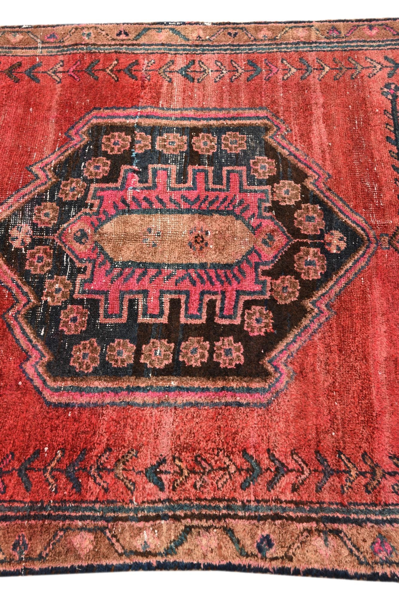 125cm x 265cm Hand Knotted Hamedan Persian Wool Runner Rug