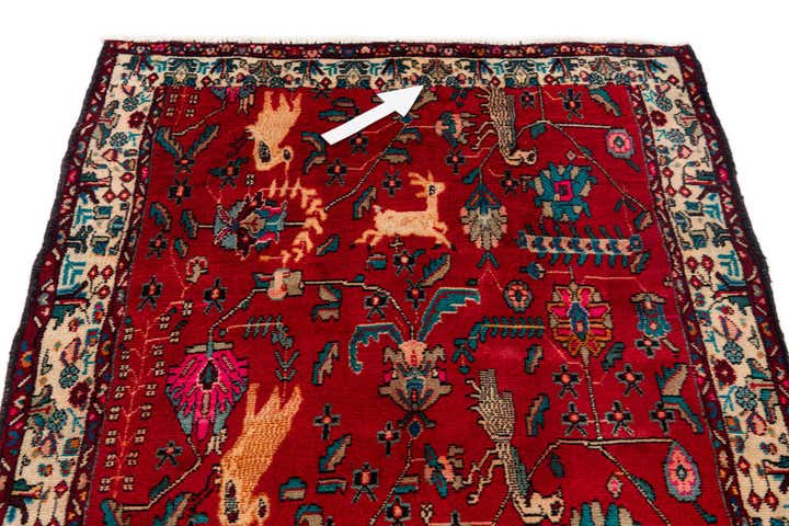 4' 2 x 9' 5 Hand Knotted Hamedan Persian Wool Runner Rug