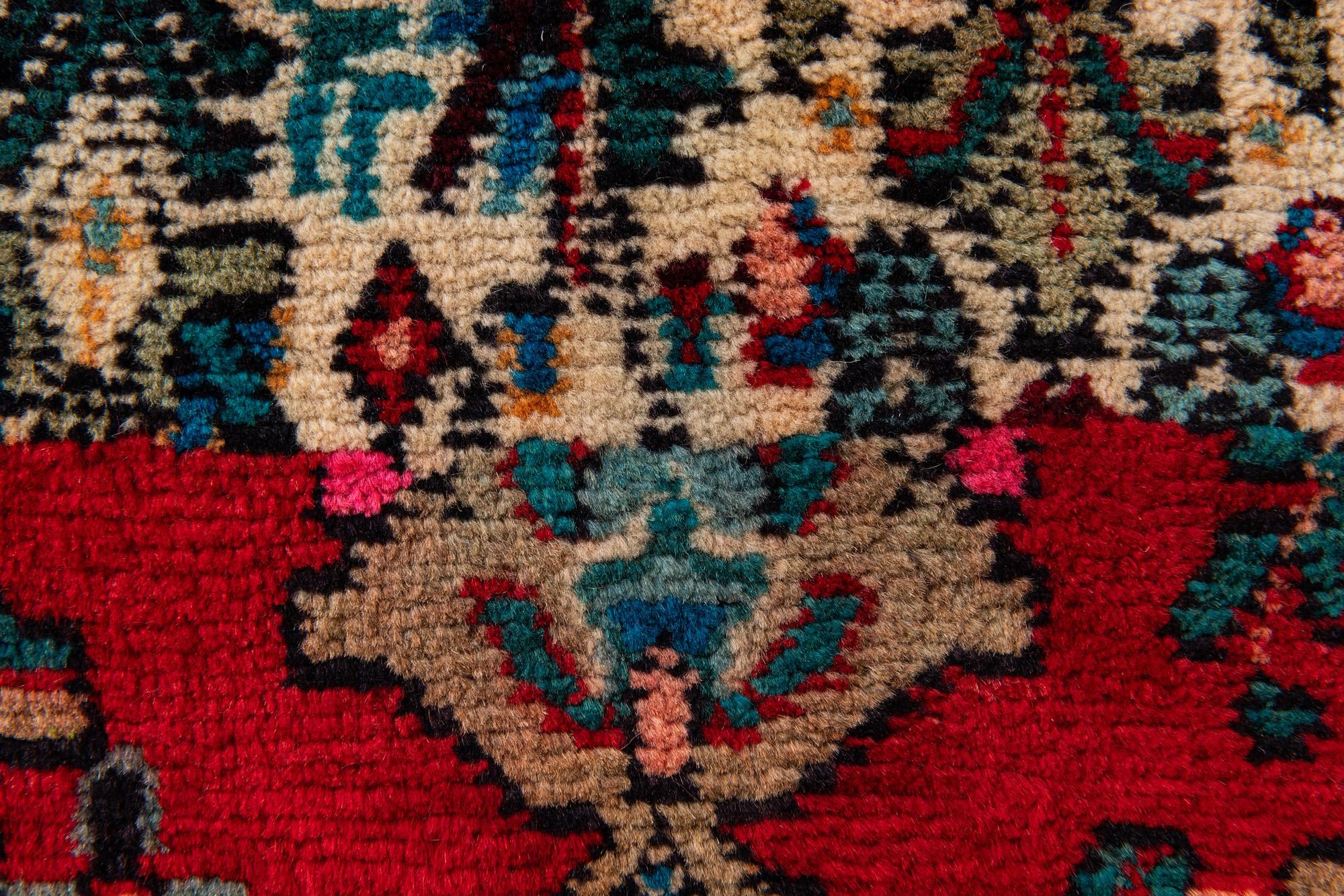 4' 2 x 9' 5 Hand Knotted Hamedan Persian Wool Runner Rug