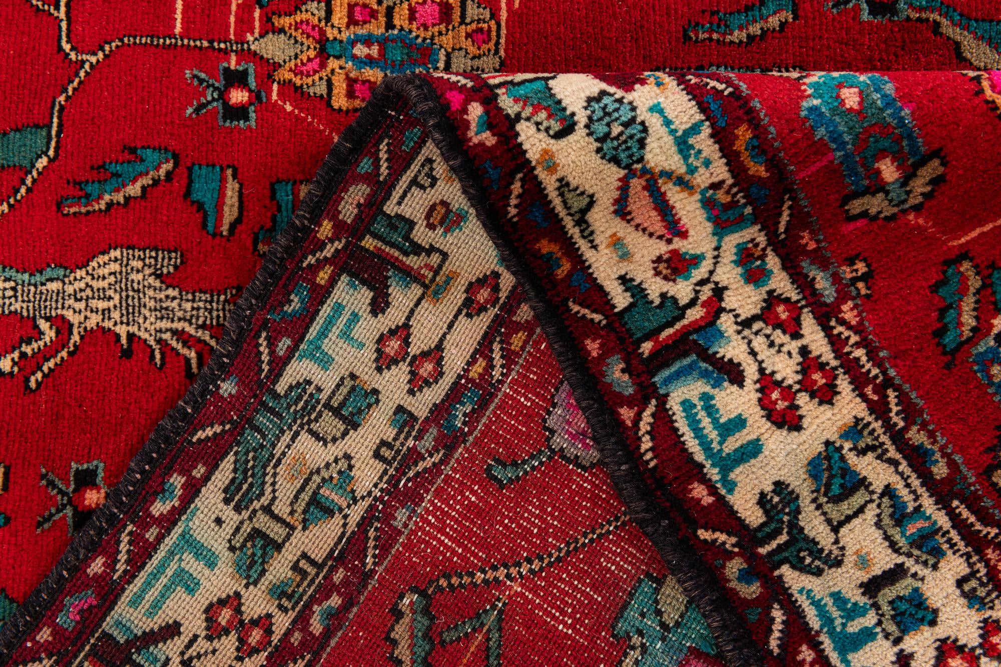 4' 2 x 9' 5 Hand Knotted Hamedan Persian Wool Runner Rug