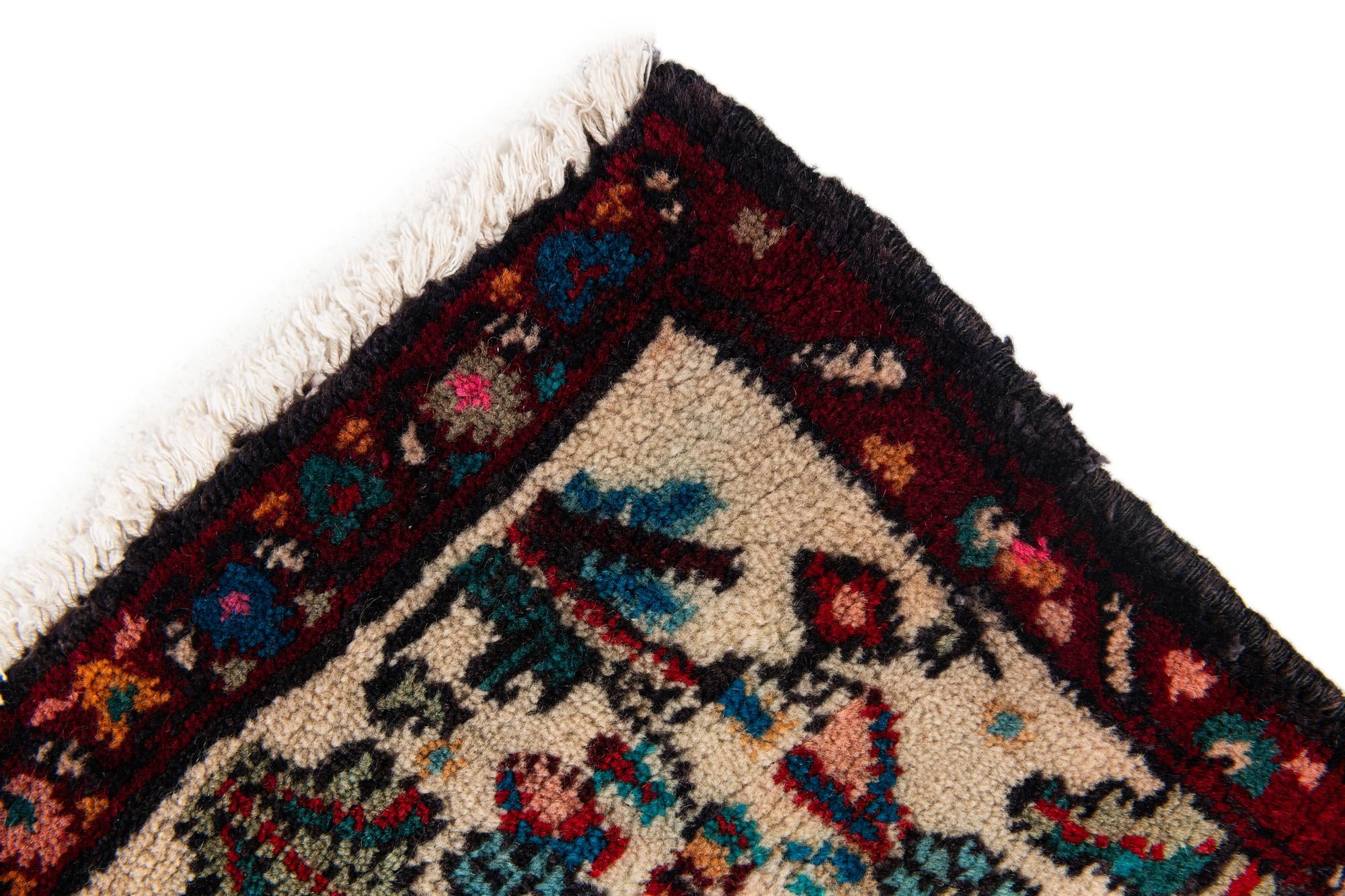4' 2 x 9' 5 Hand Knotted Hamedan Persian Wool Runner Rug