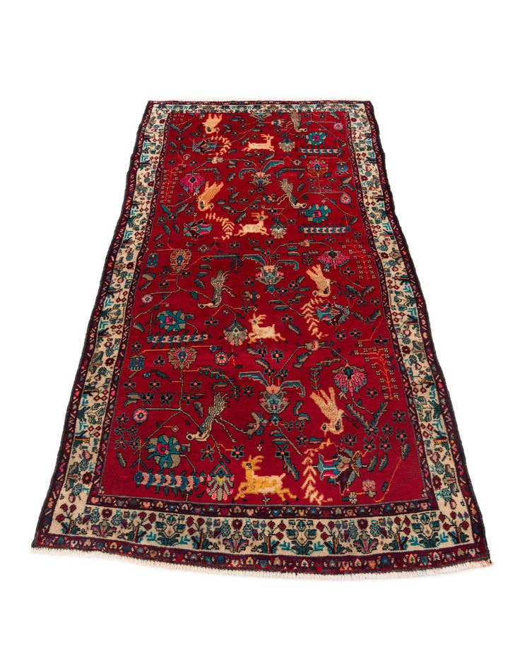 Detail image of 4' 2 x 9' 5 Hand Knotted Hamedan Persian Wool Runner Rug