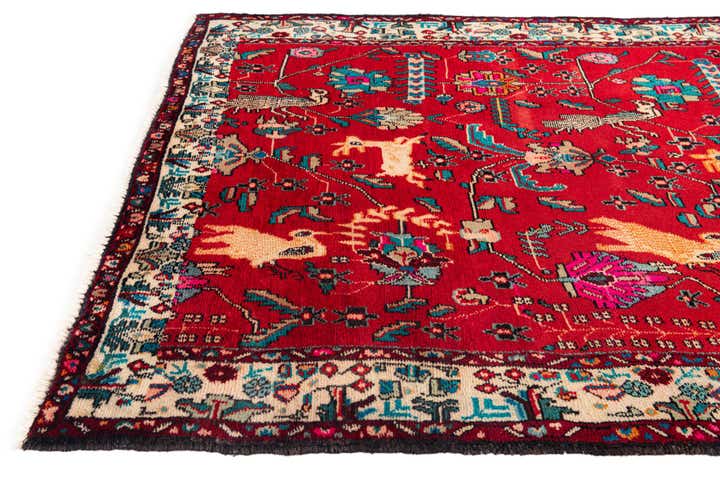 4' 2 x 9' 5 Hand Knotted Hamedan Persian Wool Runner Rug