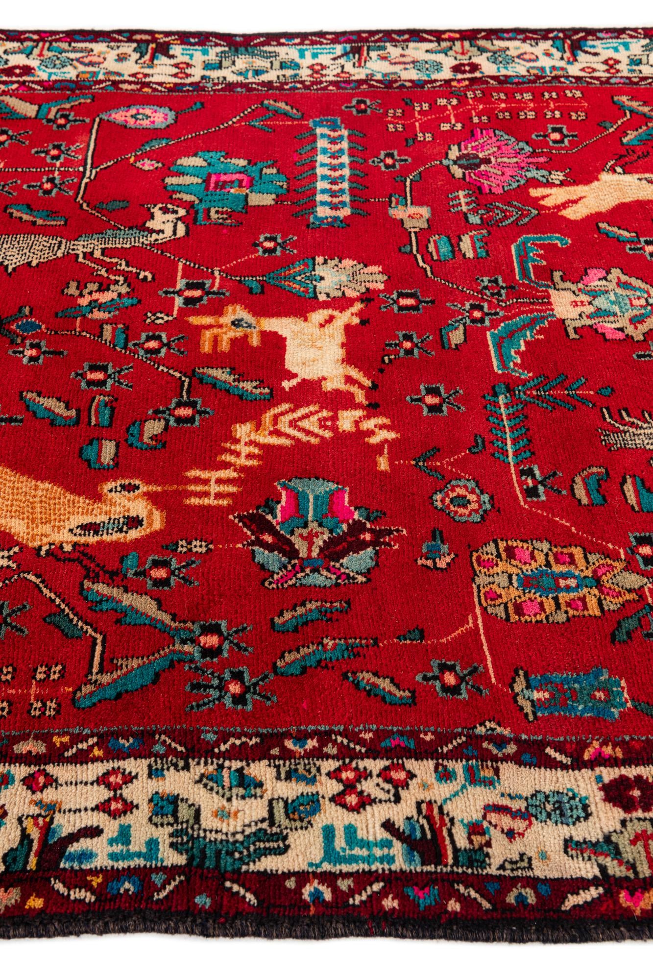 4' 2 x 9' 5 Hand Knotted Hamedan Persian Wool Runner Rug