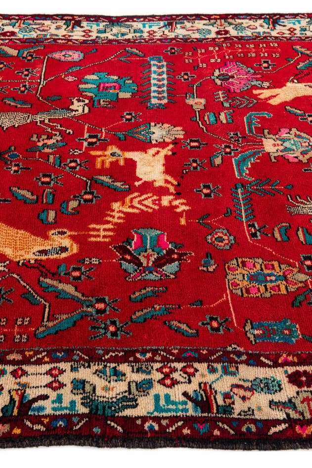 Detail image of 4' 2 x 9' 5 Hand Knotted Hamedan Persian Wool Runner Rug