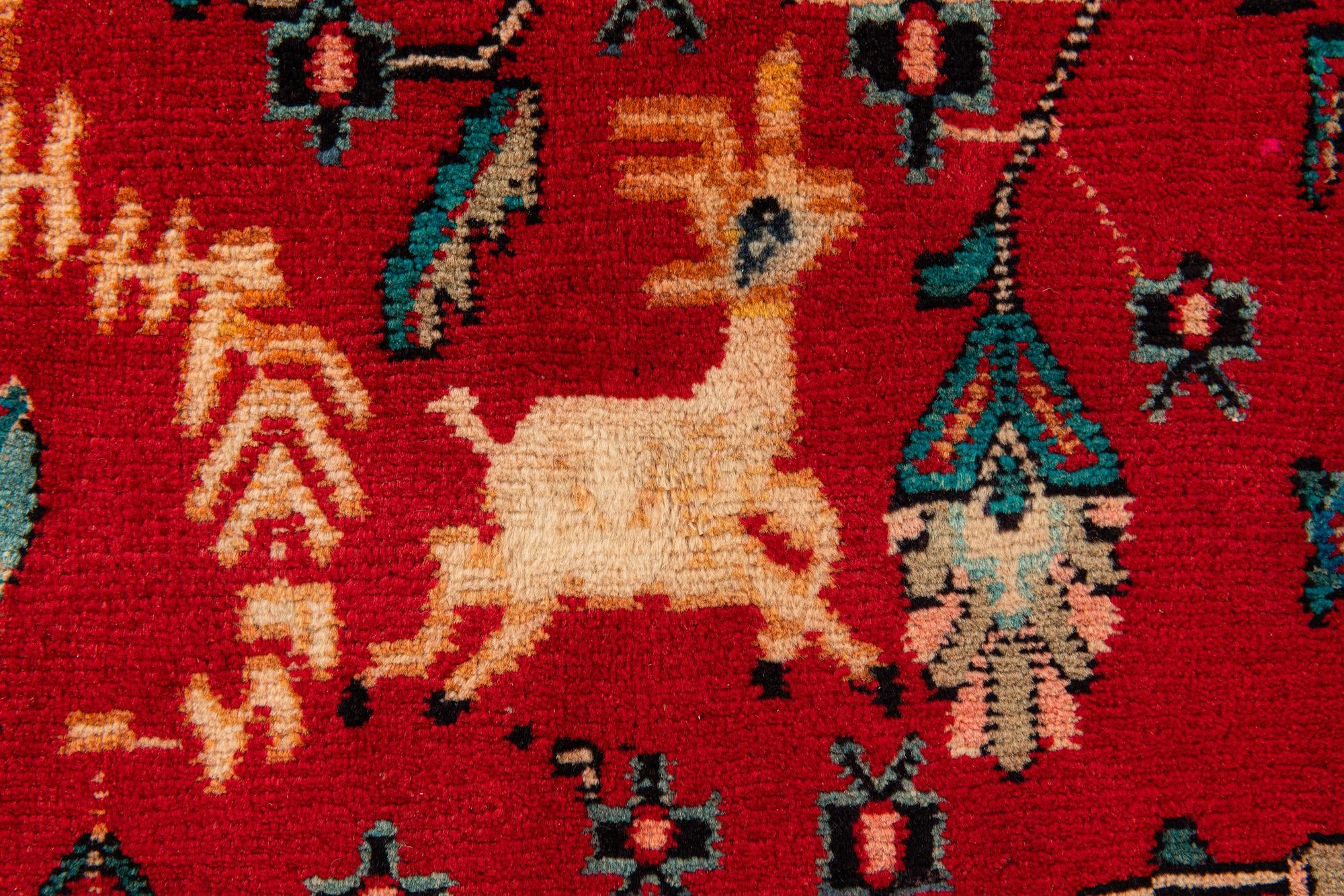 4' 2 x 9' 5 Hand Knotted Hamedan Persian Wool Runner Rug