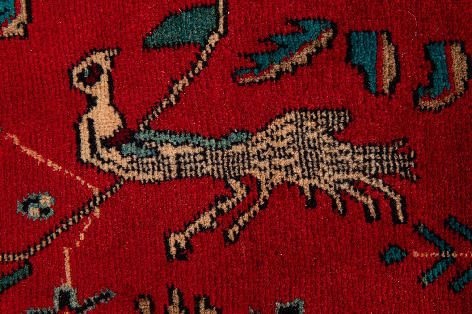 4' 2 x 9' 5 Hand Knotted Hamedan Persian Wool Runner Rug